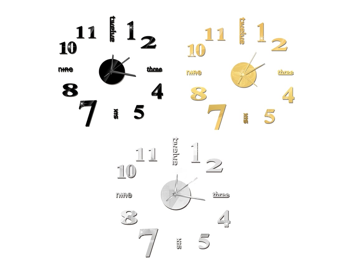 Reloj De Pared Grande Sin Marco Para Armar Uno Mismo, Adhesivo Decorativo Silencioso Para La Pared De La Sala De Estar, Hogar