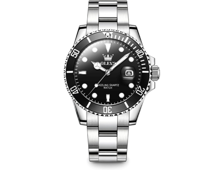 VEANXIN Reloj de Cuarzo para Hombre Esfera Grande Acero Inoxidable Fecha de Mano Reloj Luminoso Impermeable para Hombre(Negro/Plata)