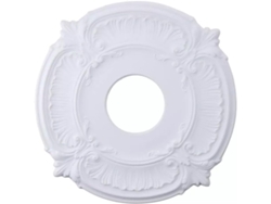 Medallón Decorativo Redondo De 30,5 Cm En Poliuretano Esculpido Blanco, Estilo