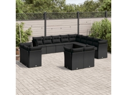 Conjunto de 13 sofás de jardín con cojines de mimbre sintético negro, Dkd Home Decor