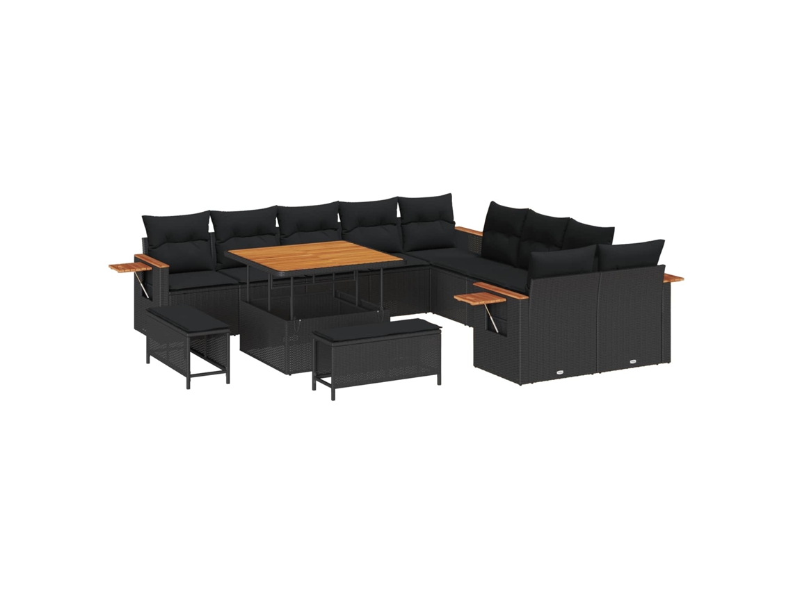 Maison Exclusive - Conjunto De Sofás De Jardín 17 Pcs Negro Ratán Sintético