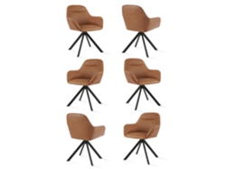 Sillas De Comedor Goeurvant 1370(pack De 6, Marrón, Cuero Pu)