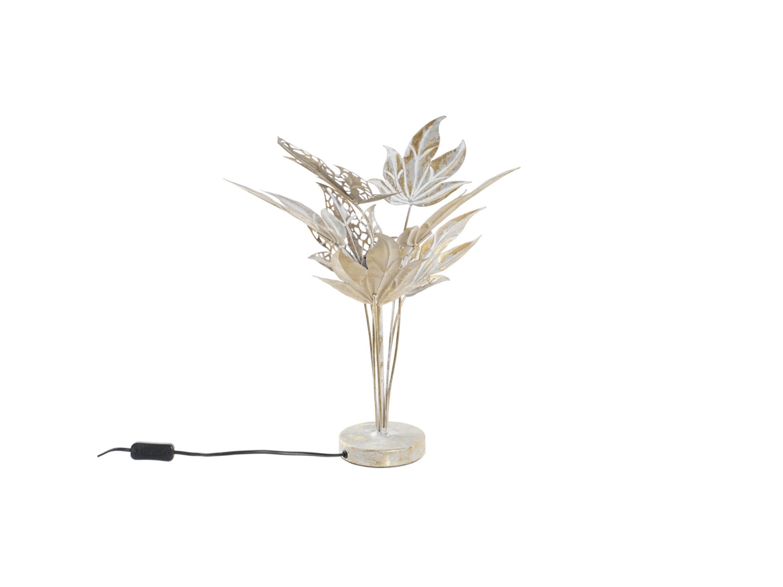 Lampara Sobremesa Metal Hojas Decape Gris 42x42x47cm
