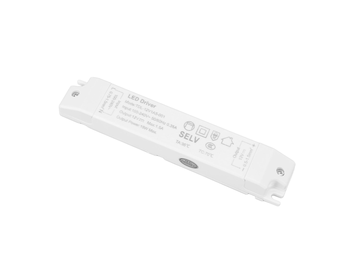 Transformador controlador LED 2026 de 18 W, DC12V, 1,5 A, fuente de alimentación LED con múltiples protecciones para uso doméstico AC100-240V