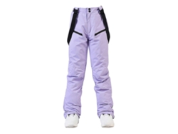 Pantalones de esquí unisex, aislantes, resistentes al viento y al agua, con correas ajustables y desmontables, morado L