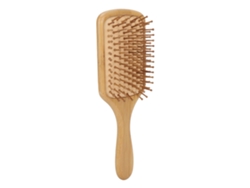 Peine de bambú con silicona elástica, mango ergonómico, dientes redondeados, portátil para mujeres, cuadrado