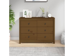 Armario Auxiliar Madera Maciza De Pino Marrón Miel 100x40x72 Cm