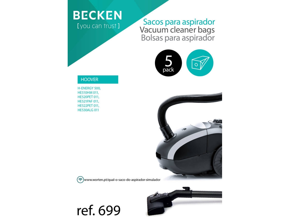 5 Bolsas para Aspirador BECKEN REF 699