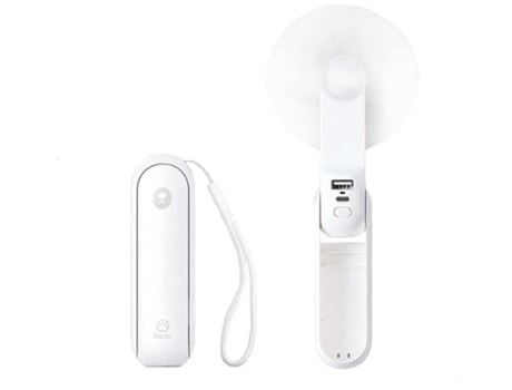 Ventilador de mano Mini ventilador de bolsillo pequeño Funciona con pilas 14-21 horas Ventilador plegable recargable por USB Blanco BISBISOUS