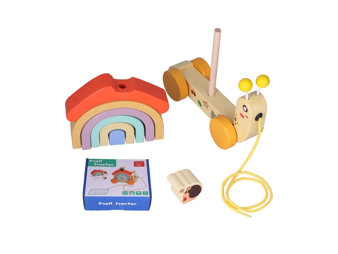 Brinquedo De Caracol De Madeira Para Bebê 3 Anos +, Brinquedo De Tração Walk‑a‑long