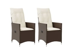 Sillas de jardín reclinables de 2 piezas DKD Home Decor con cojines de mimbre marrón