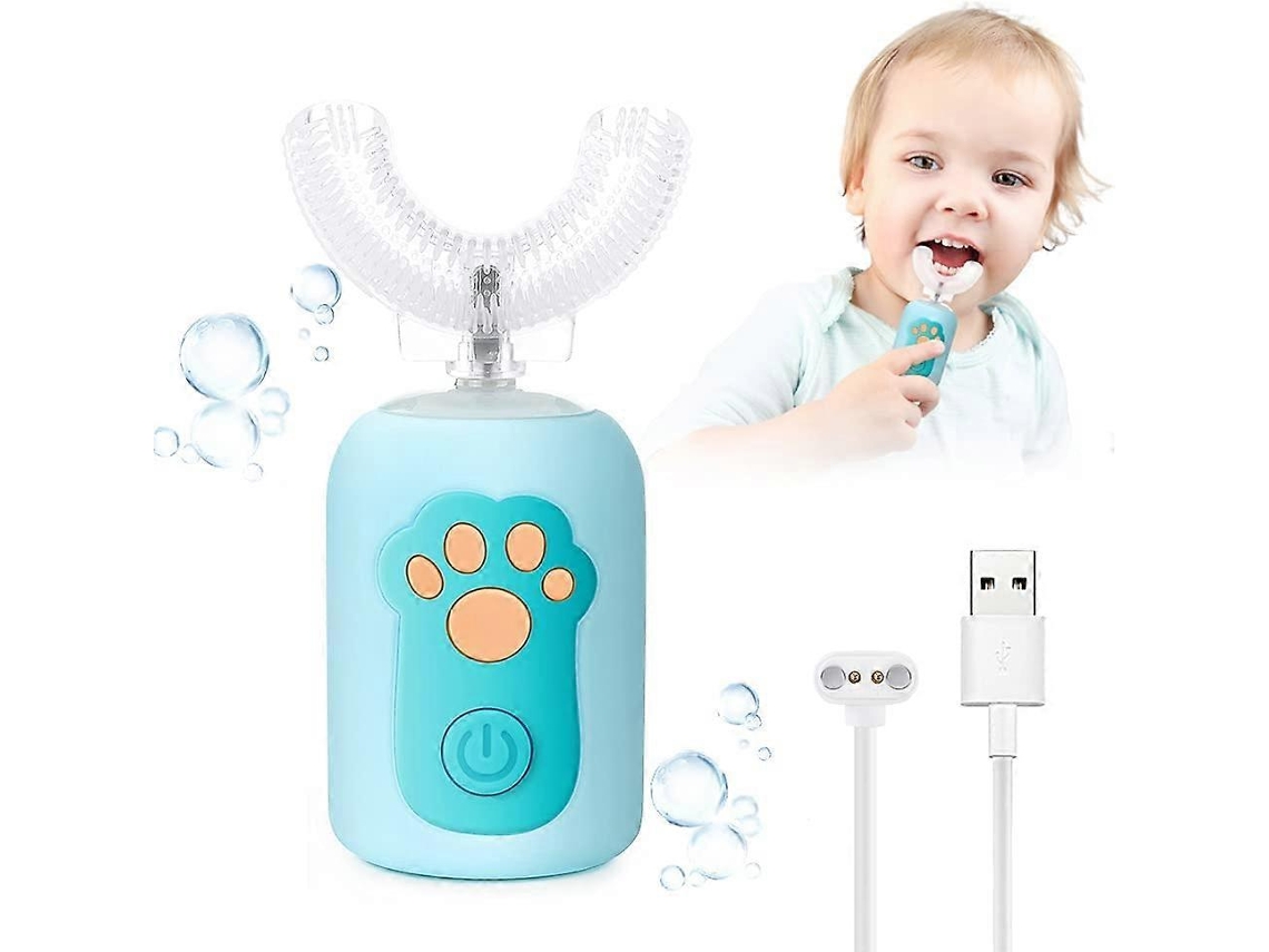 Cepillo Eléctrico Infantil Em Forma De U Para 1-6 Anos, Limpeza 360°, Carregamento Usb, Impermeável Ipx7, Azul