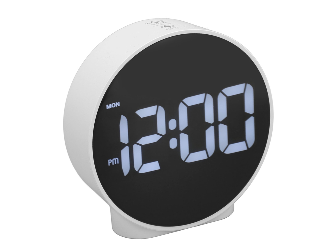 Relógio Despertador Led Digital 4 Polegadas Multifuncional 3 Níveis Brilho 12/24h Bivolt Branco