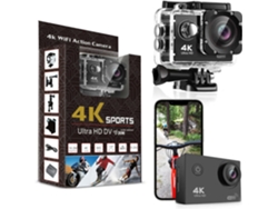 Cámara De Acción Wifi 4k Sumergible Hasta 30 M Con Lente Gran Angular De 170° (negra)
