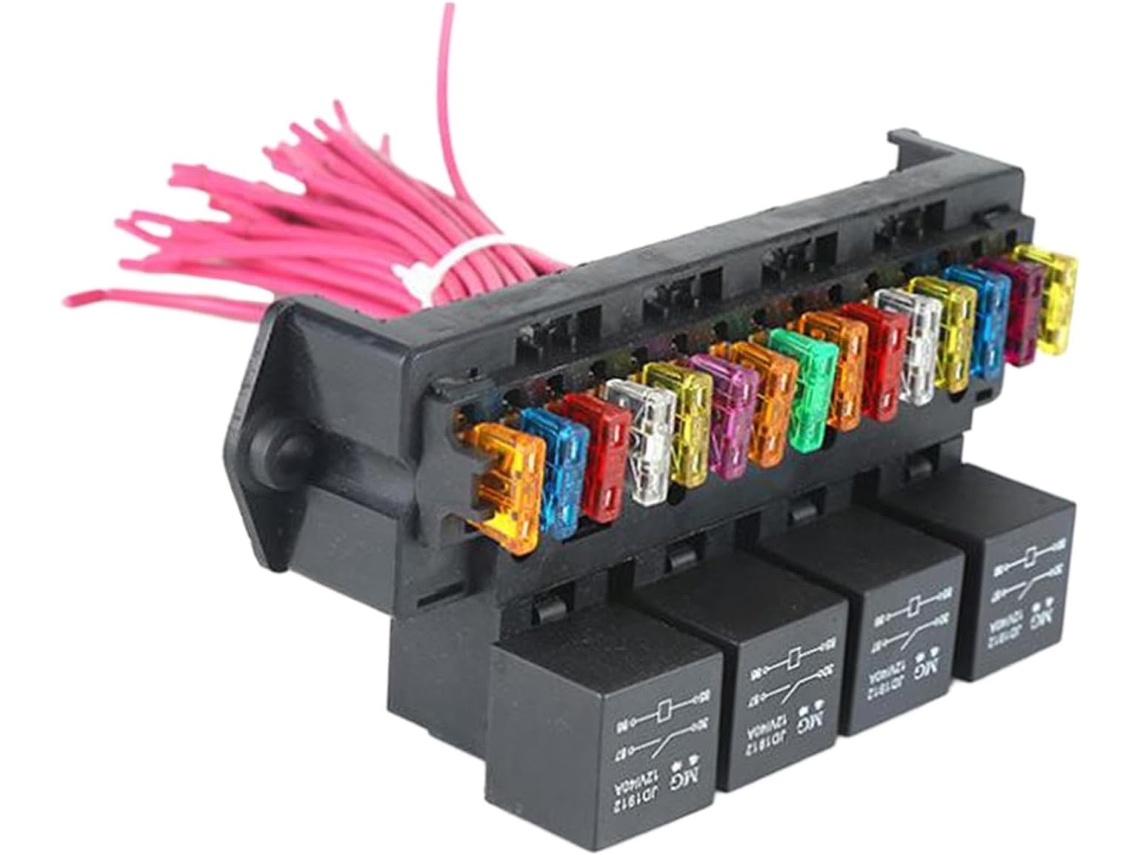 Caja De Fusibles Para Automóviles, Embarcaciones Y Barcos Con Soporte Para Cables Y Relés De 15 Vías.