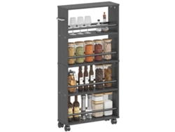 Estantería Ruedas 4 Compartimentos 45x15x91cm Negro