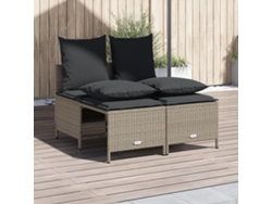 Conjunto de sofás de jardín de 4 piezas DKD Home Decor con cojines de mimbre gris claro