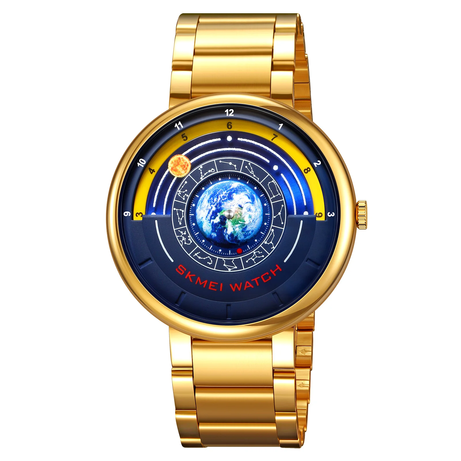 Reloj De Moda De Aleación Con Esfera De Cuarzo (dorado), Resistente Al Agua, Con Calendario, Cronógrafo Analógico Y Alarma.
