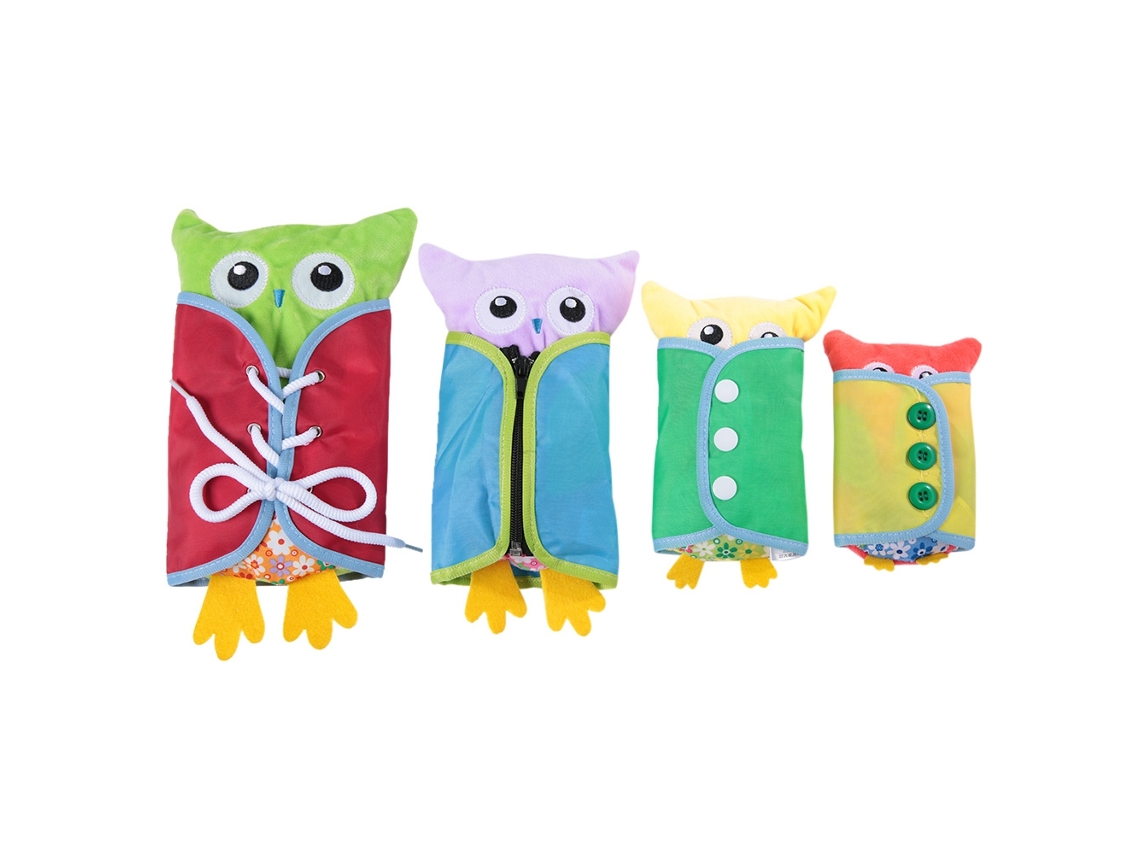 Dan26-4 Piezas Peluche Búho Juguete Para Bebé Niño Aprender A Vestir Muñeco Juguete Educación Temprana Habilidades Básicas De Vida