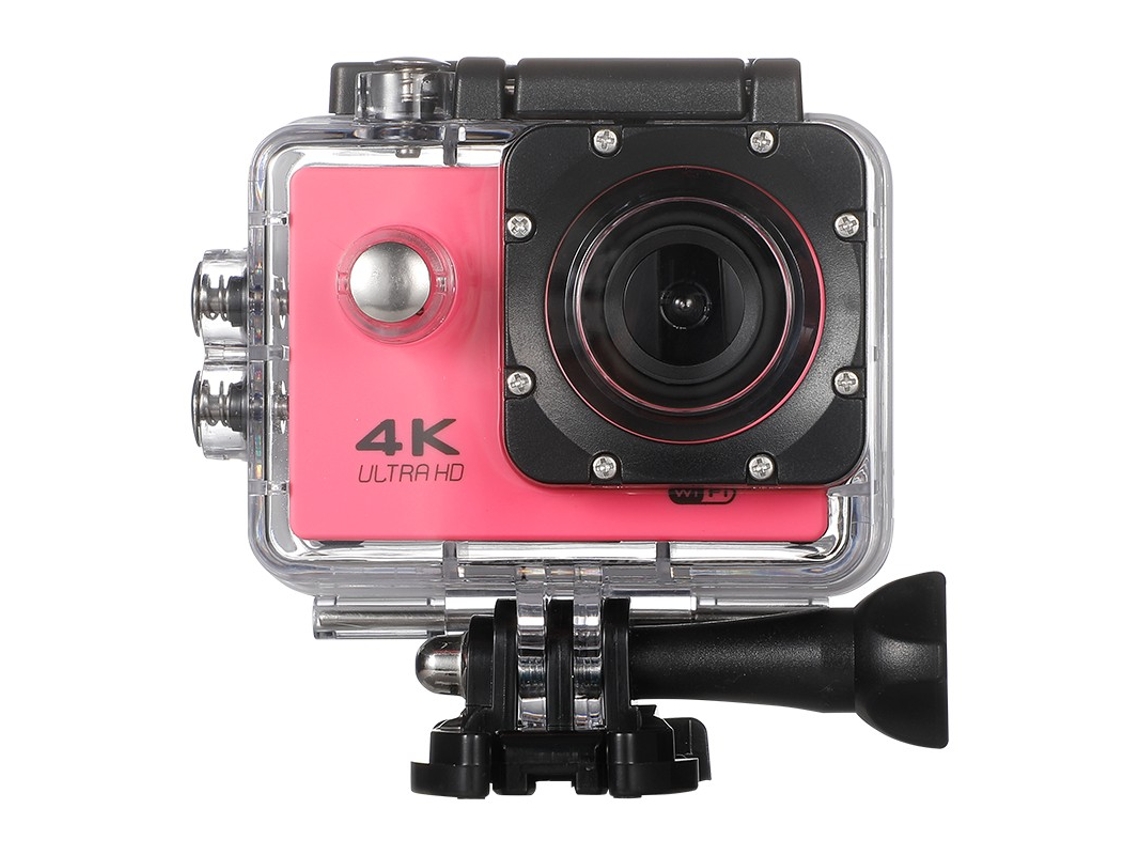 Cámara de acción 4K Ultra HD impermeable, 12 MP, resistente al agua, control remoto 2.4G, pantalla de 2 pulgadas, color rosa. PAPRIKA
