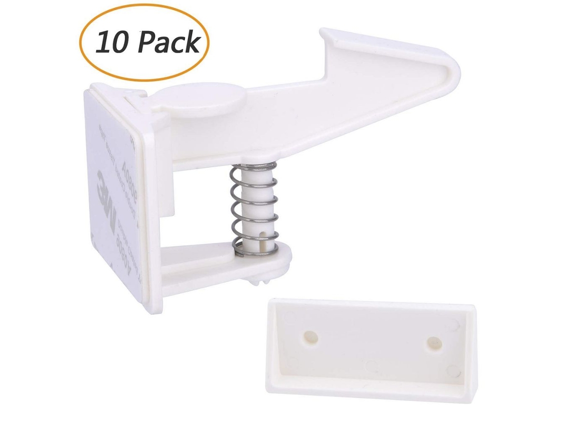 Cerraduras de seguridad para gabinetes infantiles, diseño invisible, cerraduras a prueba de bebés para cajones y puertas de gabinetes de cocina, material ABS no