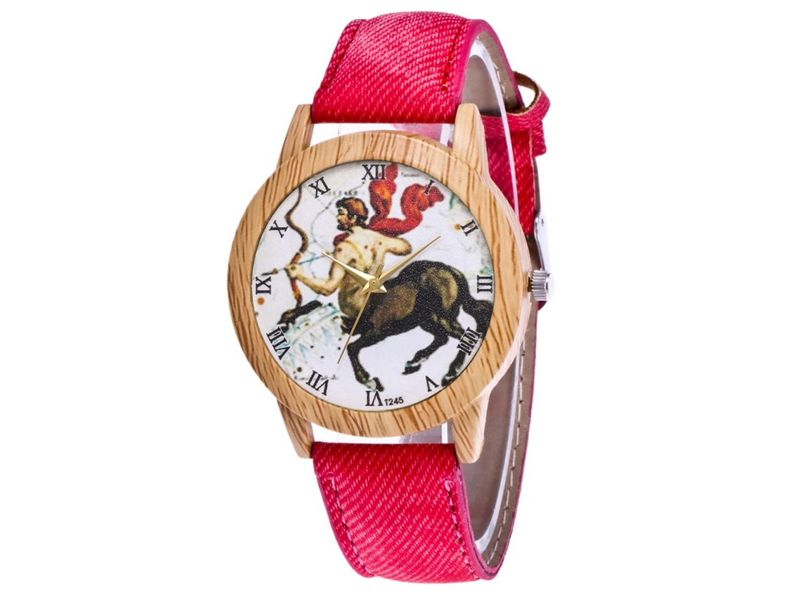 Reloj De Pulsera Unisex Zhoulianfa Con Correa De Tela Vaquera Roja.