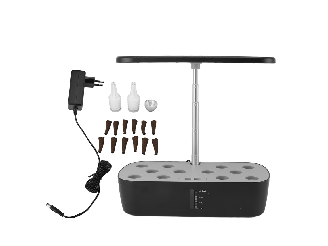 Sistema de cultivo hidropónico de interior con 12 compartimentos y luz LED