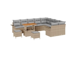 Maison Exclusive - Conjunto de sofás de jardín de 12 piezas en beige y gris claro