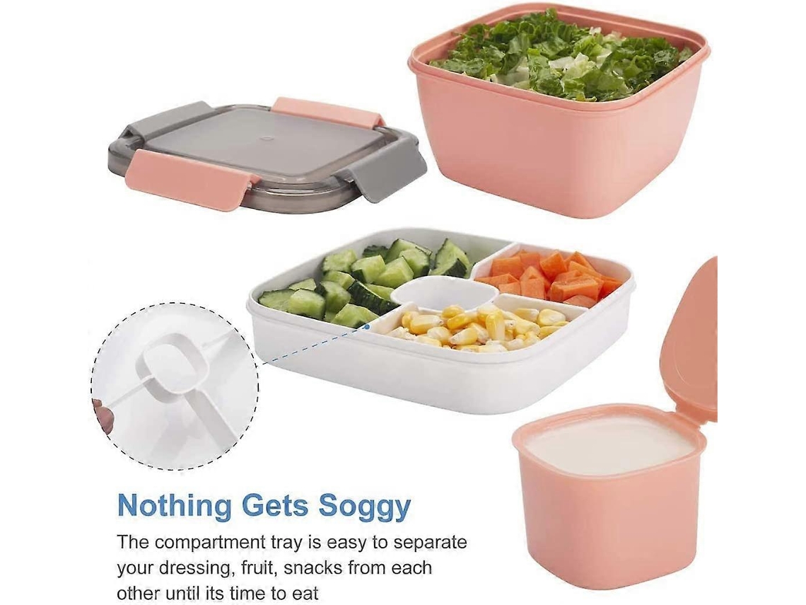 Bandeja De Almuerzo Con Compartimentos, Bento Box Adultos/niños, Sostenible, Anti-fugas, Lavavajillas, 1500ml, Material Pp Bpa Free