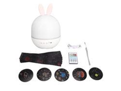 Proyector de luz nocturna LED USB para niños 2026 con lindo conejo, altavoz Bluetooth y control remoto para la decoración de la habitación.
