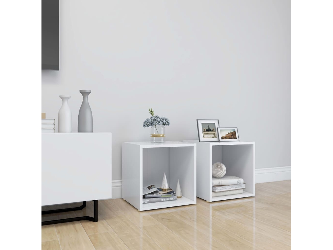 Estantería/Muebles de TV 2 Pzs 37X35X37 Cm Derivados de Madera Blanco