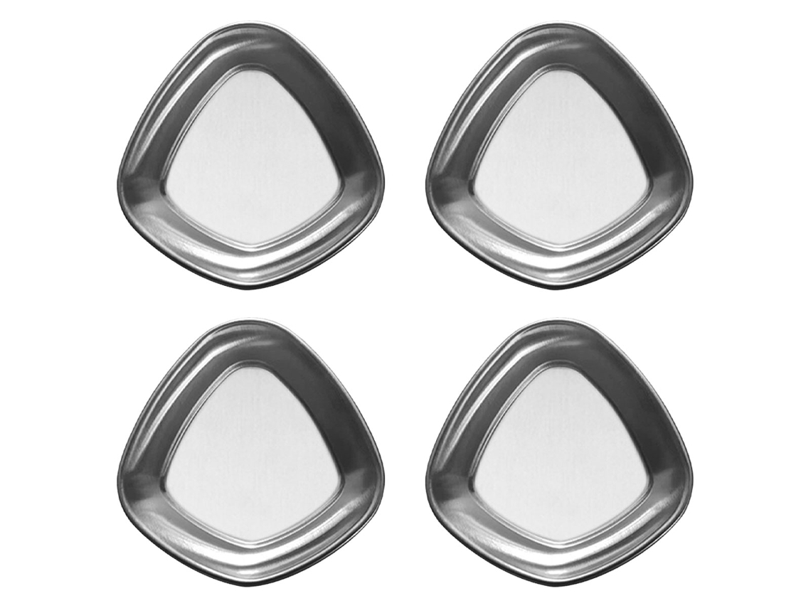 Juego de 4 platos para servir de acero inoxidable, poligonales MEOIRUERY