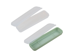 MEOIRUERY 2 Piezas Porta-Taladeros Plegables con Tapa, 8 Pulgadas, Caja de Almacenamiento para Cubiertos de Viaje, Soporte para Cubiertos de Plástico