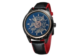 Reloj Automático Forsining Para Hombre Con Correa De Cuero Y Esfera Calada - Negro Y Rojo