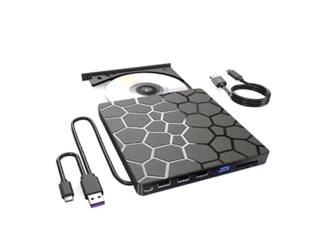 Unidad de DVD-RW externa 7 en 1 USB 3.0 tipo C, interfaz delgada, lector de CD y DVD, unidad óptica para ordenador portátil y PC Digitallab