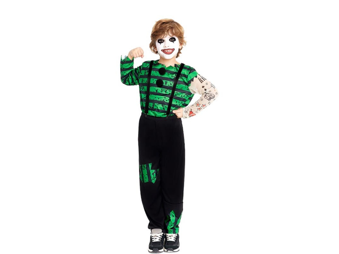 Disfraz de Payaso Asesino verde y negro para niño