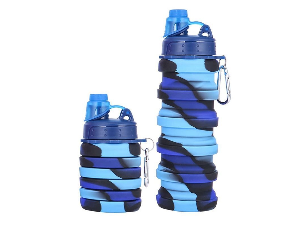 2026da-botella De Agua Colapsable De Silicona Linjou, 500ml, Deportes Y Actividades Al Aire Libre, Azul