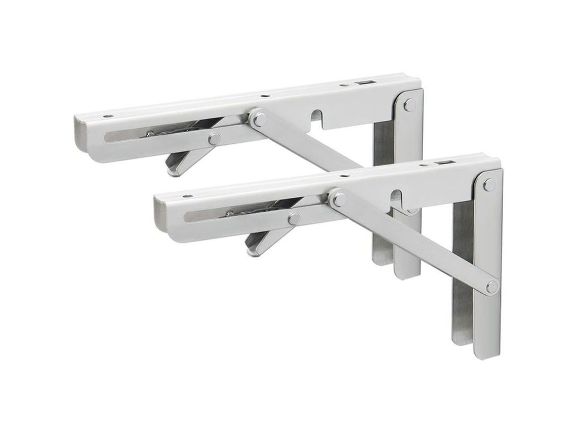 2026-Resistente Soporte de estante plegable de acero inoxidable de 200 mm x 120 mm para montaje en pared, negro mate Cepillado