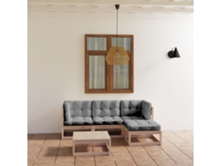 Conjunto de muebles de jardín con cojines de pino macizo, Dkd Home Decor