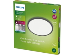 PHILIPS LED Superslim Teto Light - 15W - 4000 Kelvin - IP54 - Black