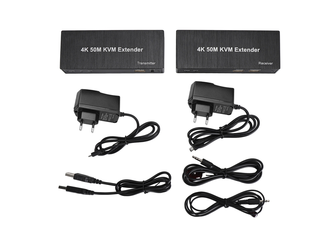 Repetidor Kvm 50m Com Saída Em Loop 3d Hd Suporta Mouse Teclado Usb Resolução 4k 1080p Eu Plug