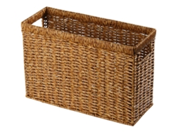 Cesta de mimbre rectangular, cesta para libros, contenedor de almacenamiento slowmoose