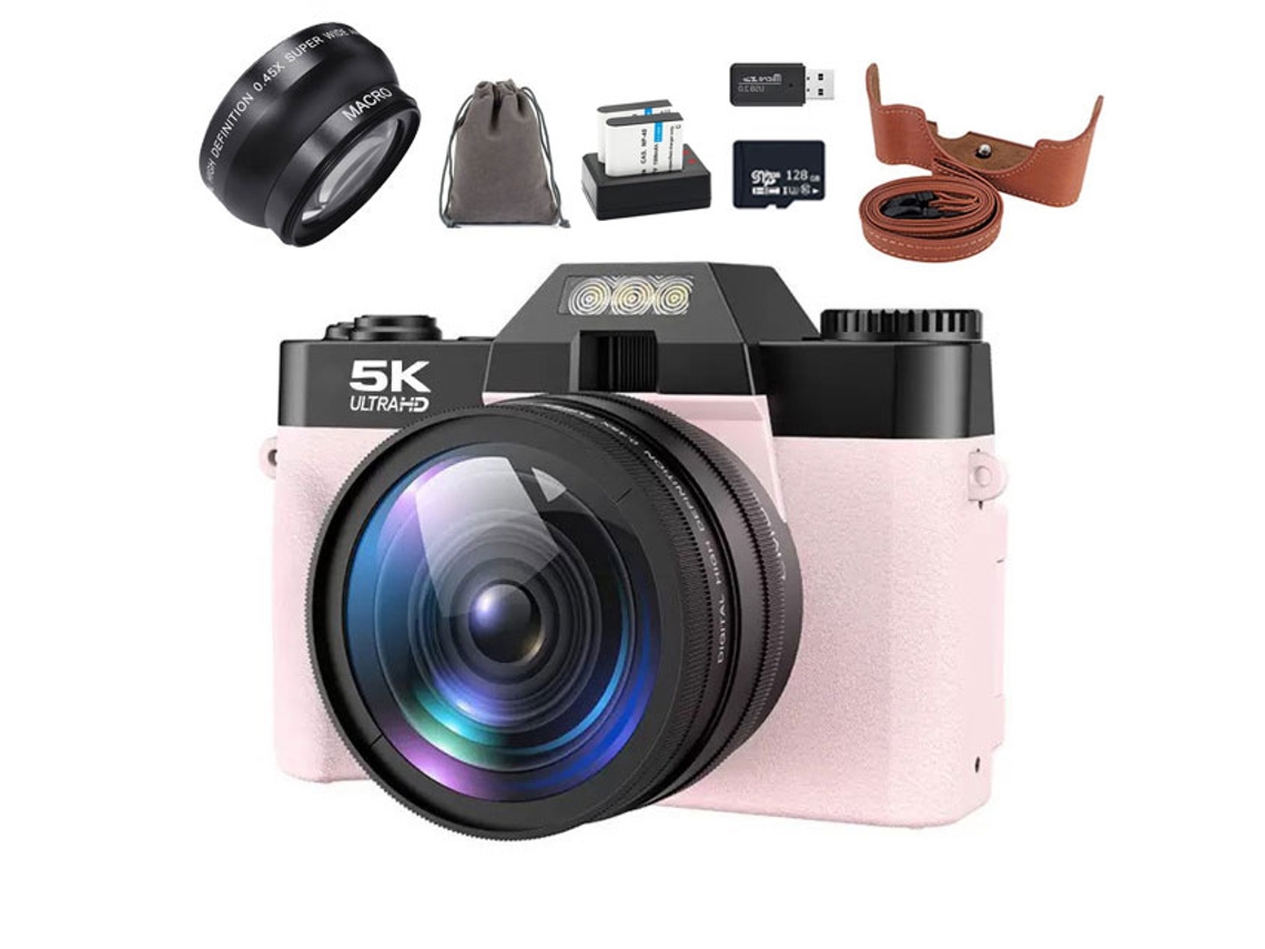 Cámara Digital Compacta Szsmart Rz0 Con Pantalla De 3", Wifi Y Lente Gran Angular - Vlog Selfie Para Principiantes (rose-2 Baterías-5k 75 Mp-128 Gb)