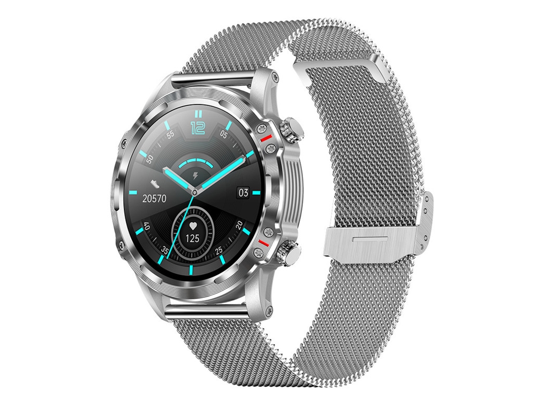 Smartwatch YIZHOOD TE407 1.32'' Pantalla táctil Modo deportivo IP67 Rastreador de frecuencia cardíaca a prueba de agua Plata