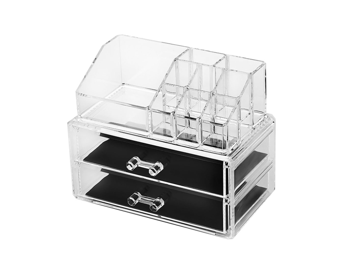 Mala Organizadora Transparente De Acrílico Para Maquiagem E Artesanato De Unhas Estilo B Com Compartimentos E Gavetas