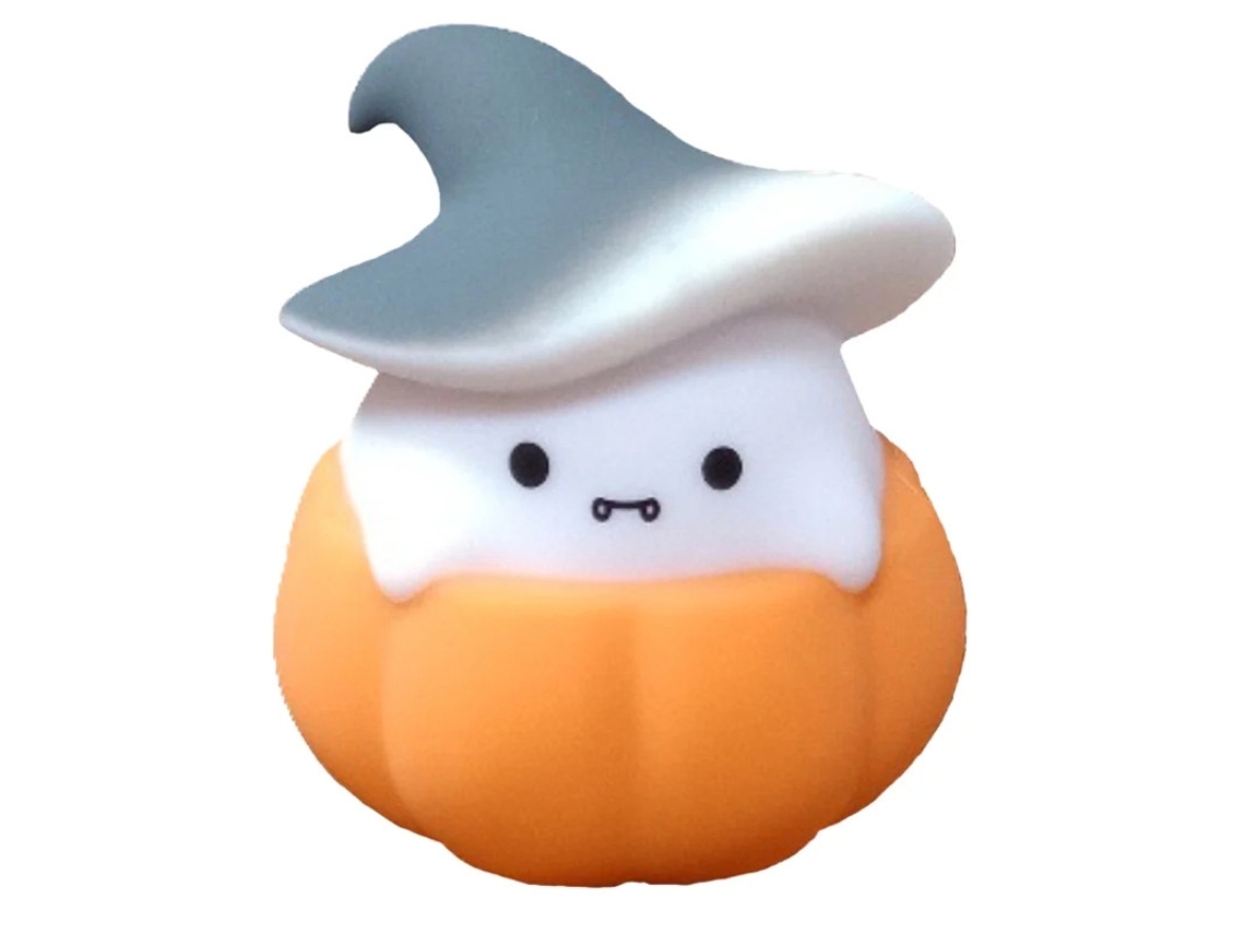 Bonita luz de noche de bruja calabaza para niños, lámpara de mago con sombrero de Halloween kawaii, luz de noche regulable para guardería, Bestvite