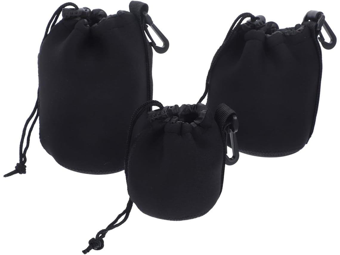 Bolsas para objetivos de cámara Jortmrd 3, con cordón, acolchadas y con mosquetón