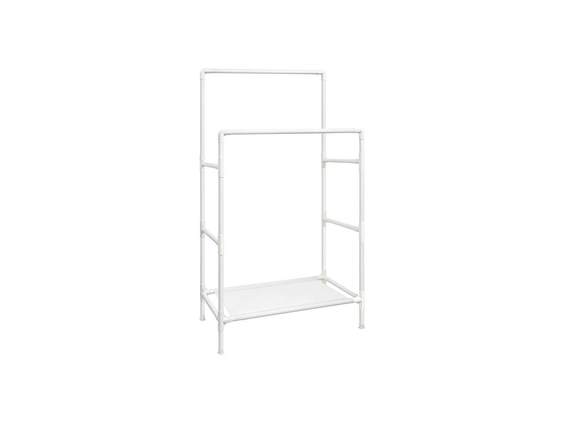 Perchero Burro Doble Con Estante Y Barras Laterales 84x44,5x155 Cm - Blanco