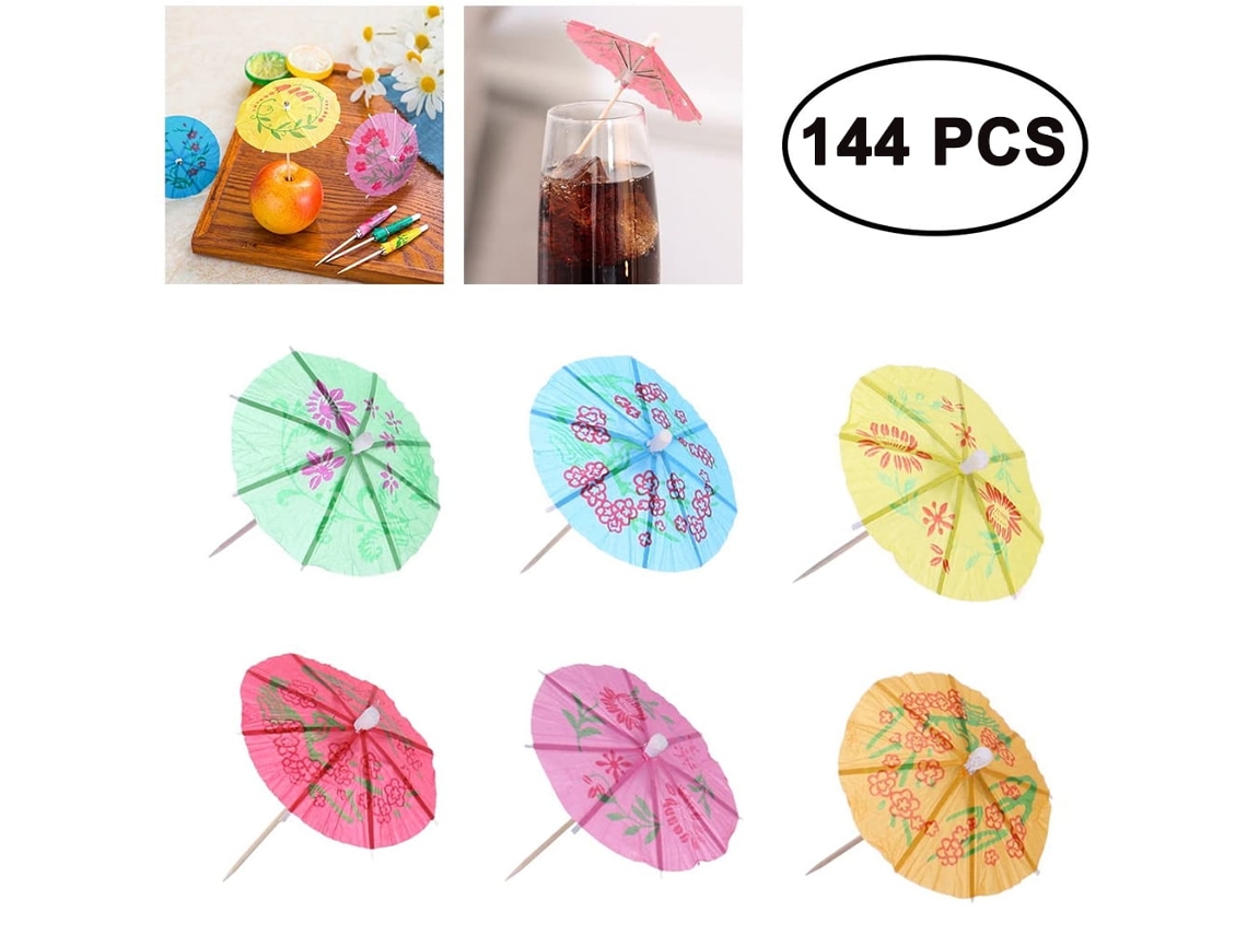 144 Palillos De Frutas Con Sombrillas De Papel