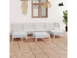 Conjunto de salón de jardín de 7 piezas de pino macizo blanco Dkd Home Decor